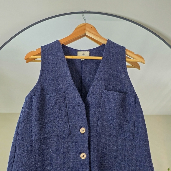 Tuckernuck Textured Myla Romper Navy Blue Sleeveless, Size XS - Picture 7 of 10